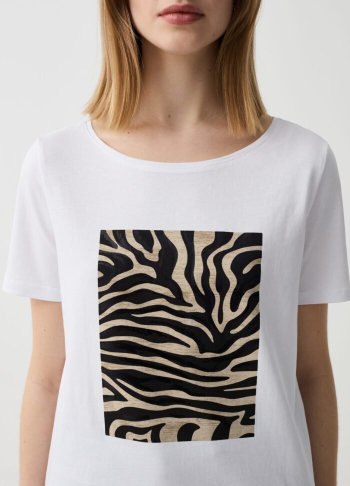 ⁦Women's Cotton T-Shirt – White⁩ - الصورة ⁦2⁩