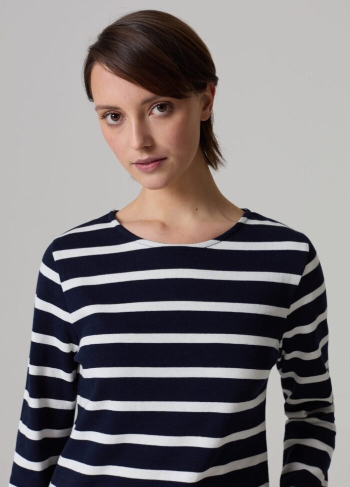 Women's Long-Sleeve Top – Navy & Off White - Image 2