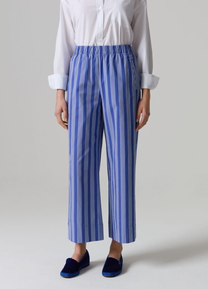 ⁦Women's Tailored Trousers – Navy & White⁩ - الصورة ⁦2⁩