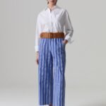 OVS Trousers Navy/Bianco