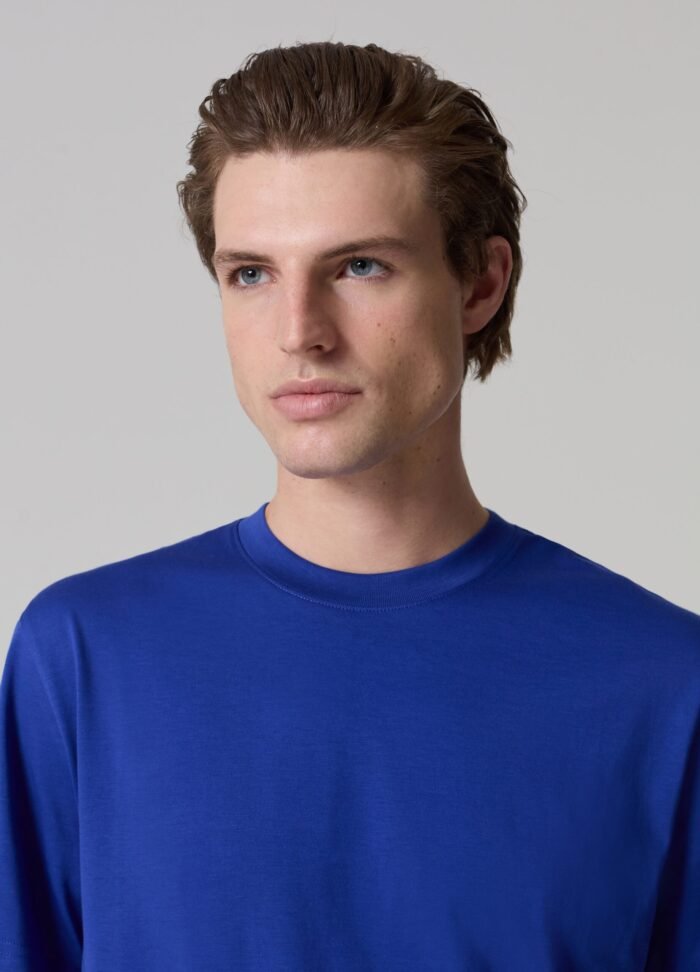 ⁦Men's Cotton T-Shirt – Ultramarine Blue⁩ - الصورة ⁦2⁩