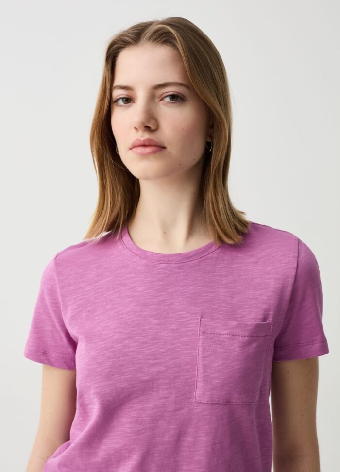 ⁦Women's Cotton T-Shirt – Mauve⁩ - الصورة ⁦2⁩
