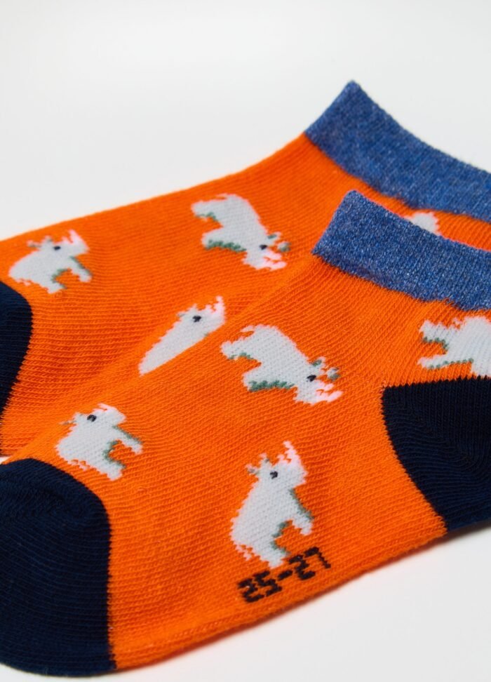 ⁦Boys' 7-Pack Ankle Socks – Blue & Orange⁩ - الصورة ⁦2⁩