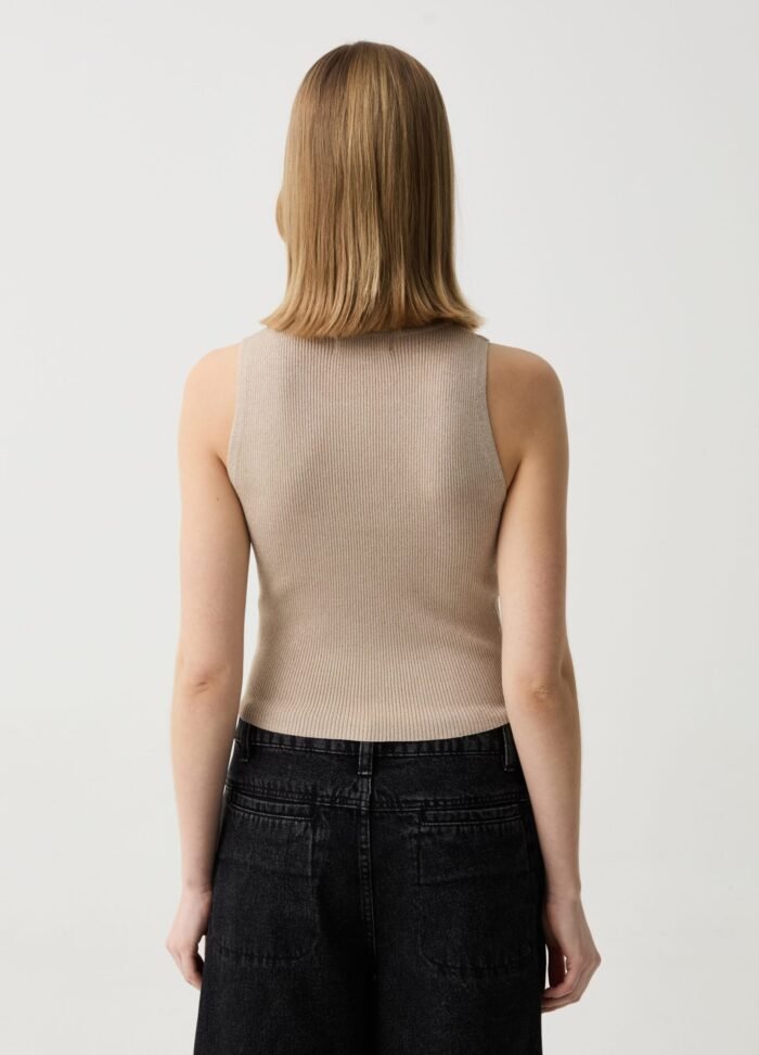 Women's Lurex Tank Top – Ivory Cream - Image 2