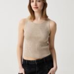 OVS Lurex Tank T Ivory Cream