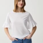 Women's Ruffle-Sleeve T-Shirt – White