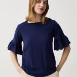 Women's Ruffle-Sleeve T-Shirt – Blue