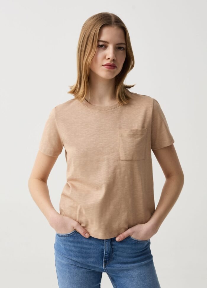 Women's Cotton T-Shirt – Beige - Image 2