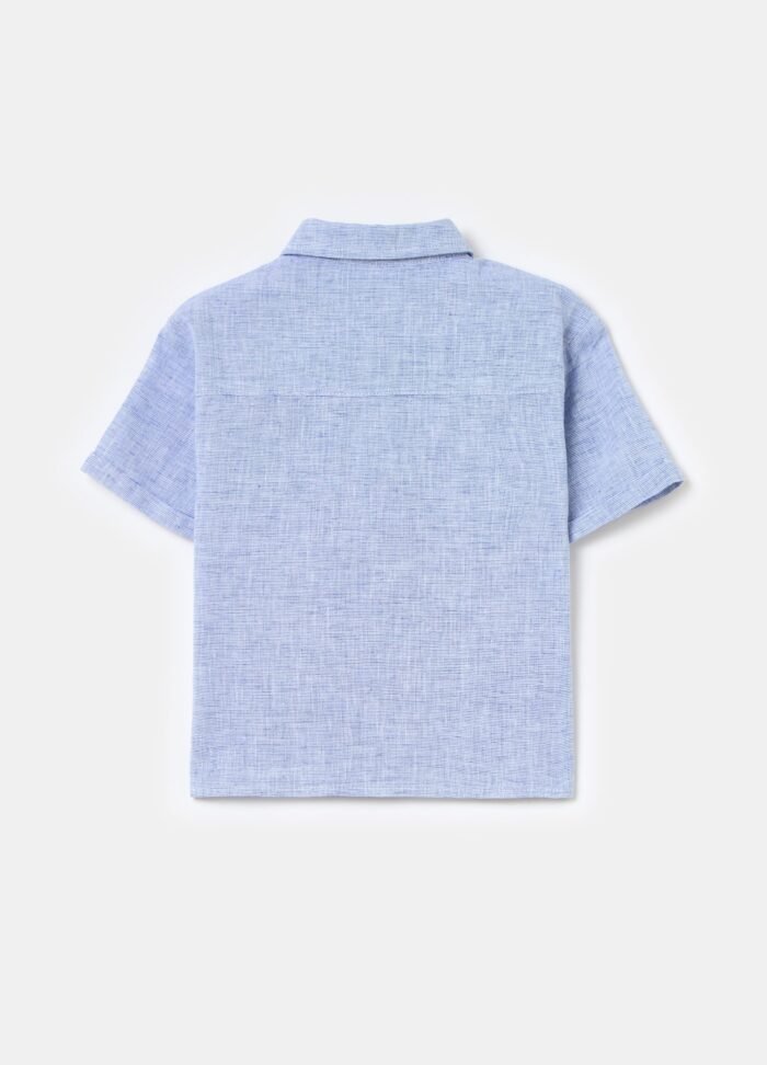 ⁦Boys' Linen-Blend Trousers – Blue⁩ - الصورة ⁦2⁩