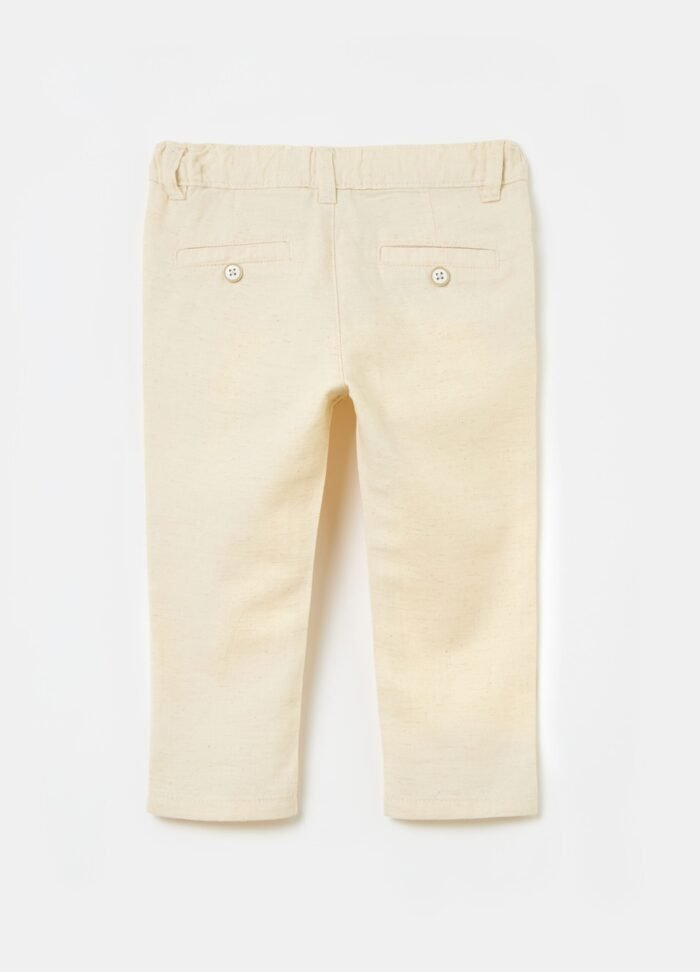 ⁦Boys' Linen-Blend Trousers – Beige⁩ - الصورة ⁦2⁩