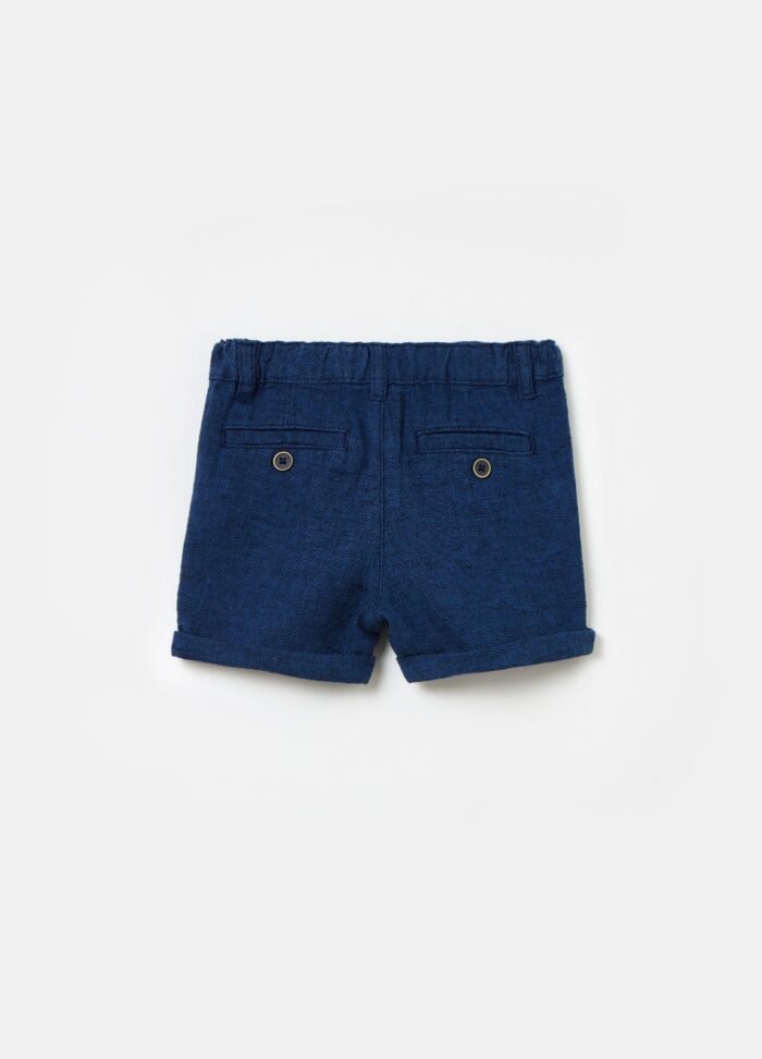 ⁦Boys' Linen-Blend Bermuda Shorts – Blue⁩ - الصورة ⁦2⁩