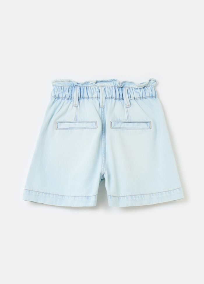 Girls' Cotton Denim Shorts – Light Blue - Image 2