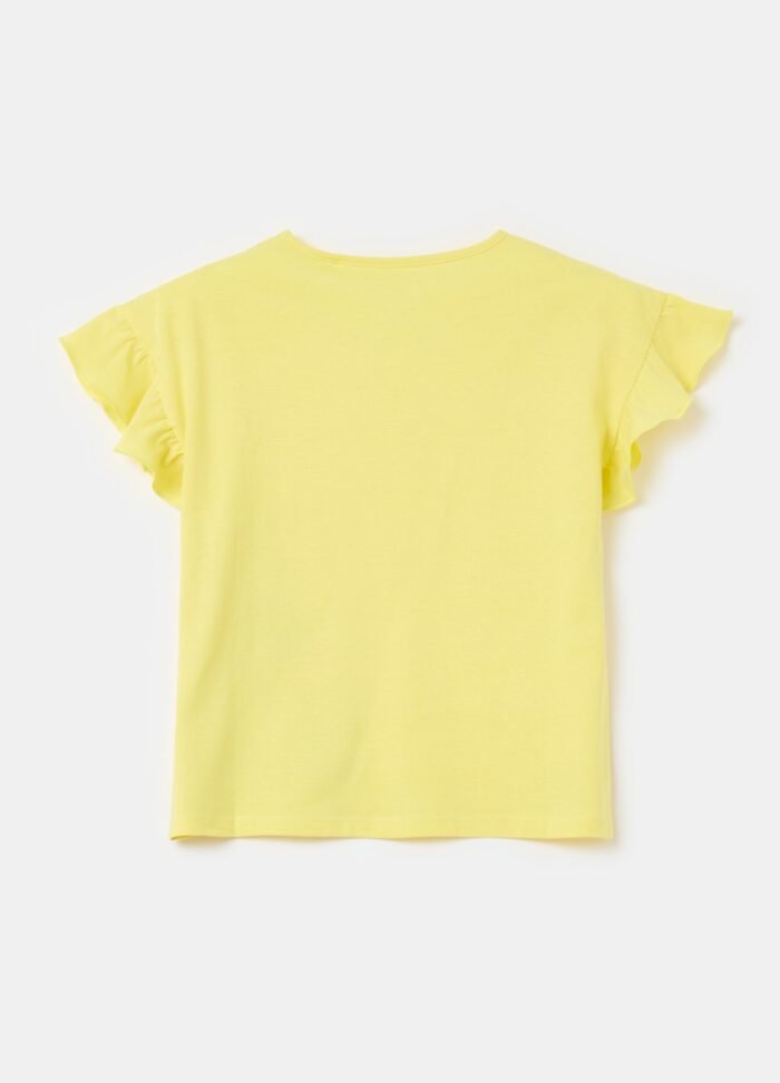 ⁦Girls' Printed T-Shirt – Light Yellow⁩ - الصورة ⁦2⁩