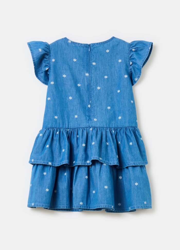 Girls' Chambray Dress – Light Blue - Image 2