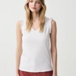 Women's Ruffle Tank Top – White