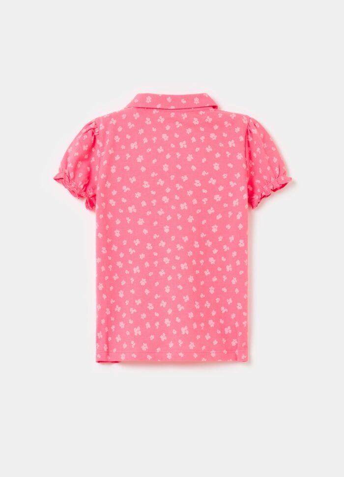 ⁦Girls' Printed Polo Shirt – Fuchsia Pink⁩ - الصورة ⁦2⁩