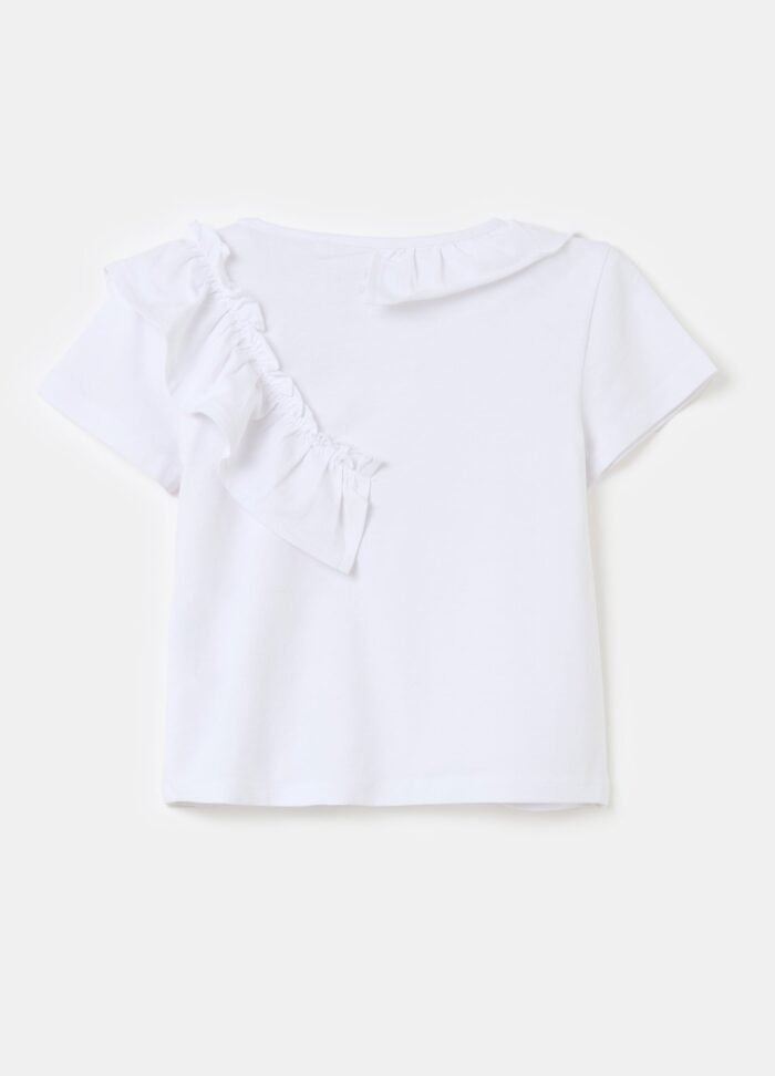 ⁦Girls' Ruffle T-Shirt – White⁩ - الصورة ⁦2⁩