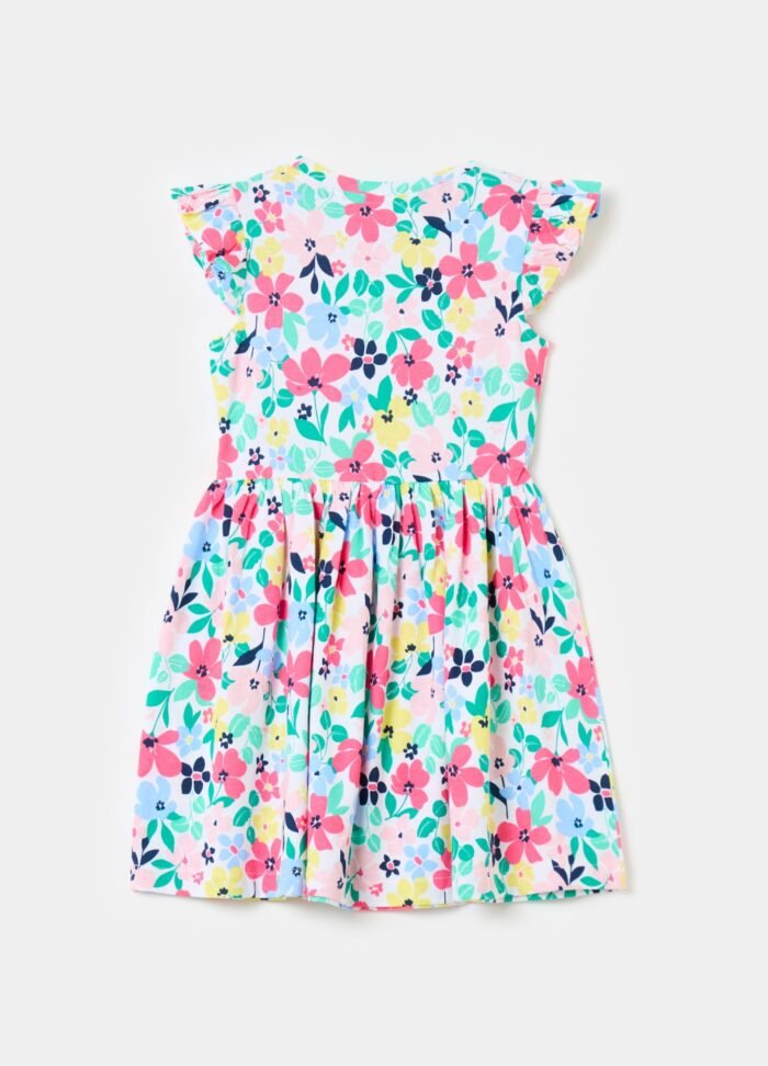 ⁦Girls' Printed Dress – White⁩ - الصورة ⁦2⁩
