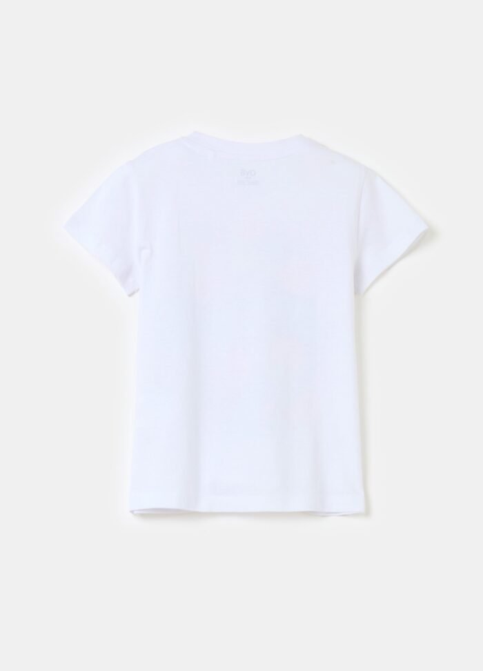 ⁦Girls' Printed Cotton T-Shirt – White⁩ - الصورة ⁦2⁩
