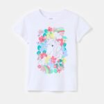 Girls' Printed Cotton T-Shirt – White