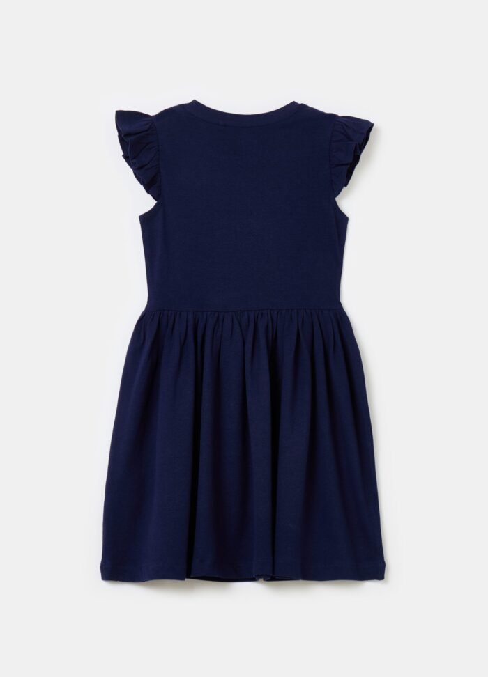 ⁦Girls' Cotton Dress – Dark Blue⁩ - الصورة ⁦2⁩