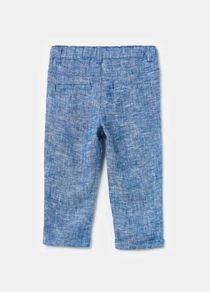 ⁦Boys' Linen-Blend Trousers – Blue⁩ - الصورة ⁦2⁩