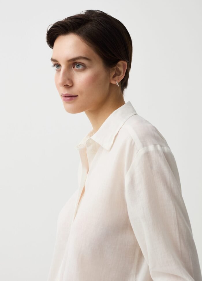 Women's Ramie-Blend Shirt – Grey - Image 2