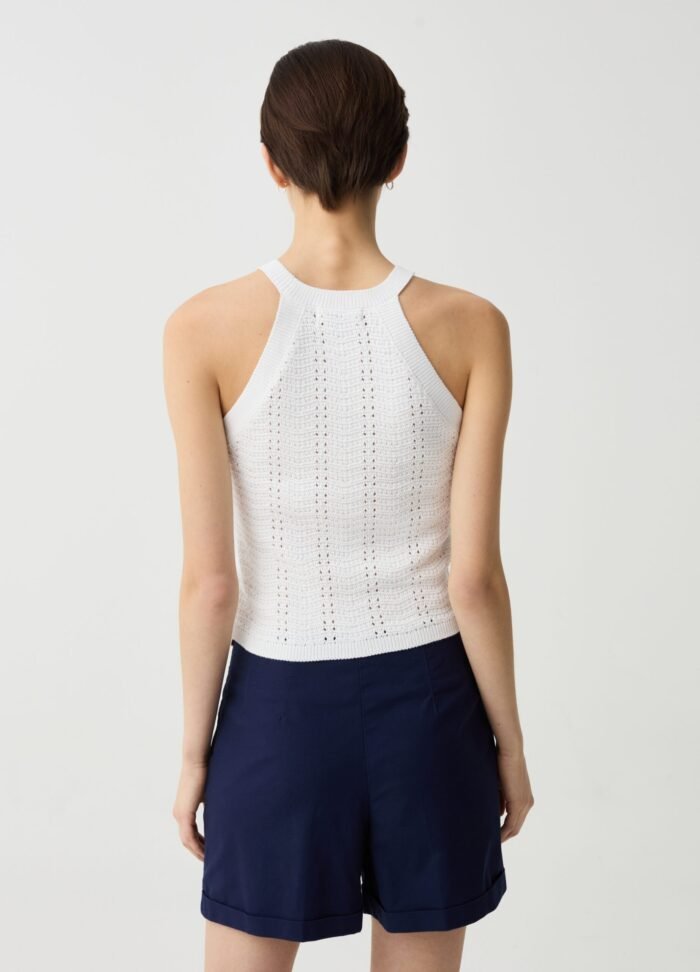 Women's Crochet Halter Top – White - Image 2