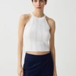 Women's Crochet Halter Top – White