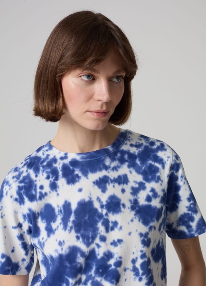 Women's Tie-Dye T-Shirt – Navy & Off White - Image 2