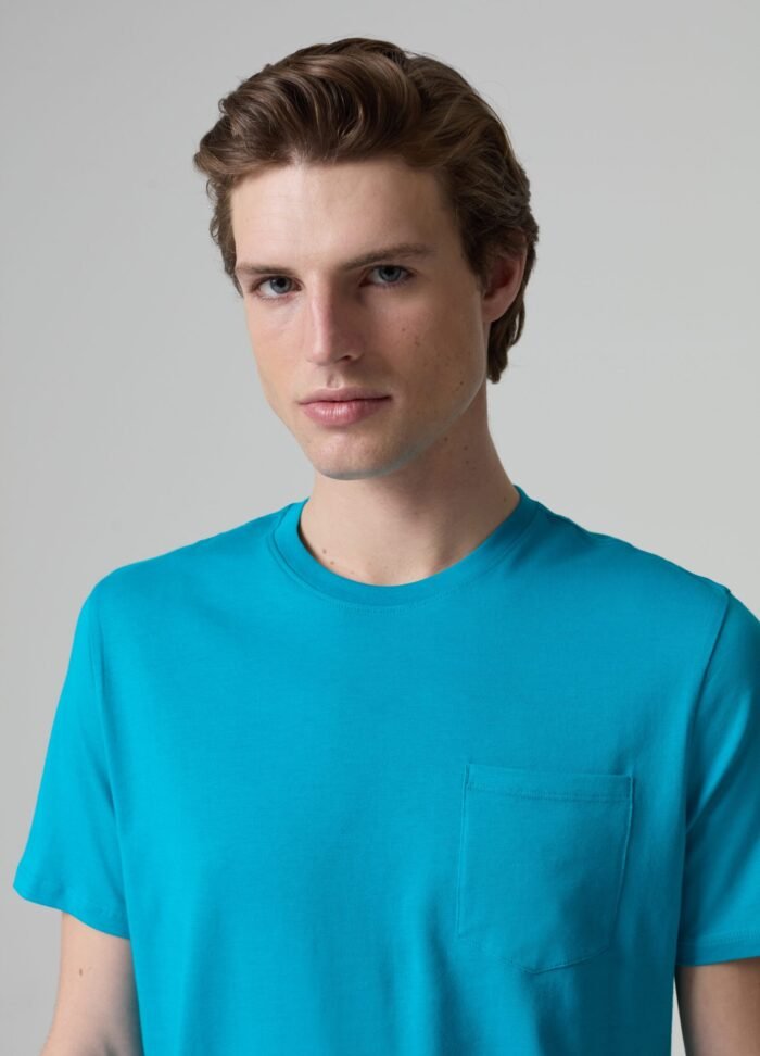 ⁦Men's Cotton T-Shirt – Sky Blue⁩ - الصورة ⁦2⁩