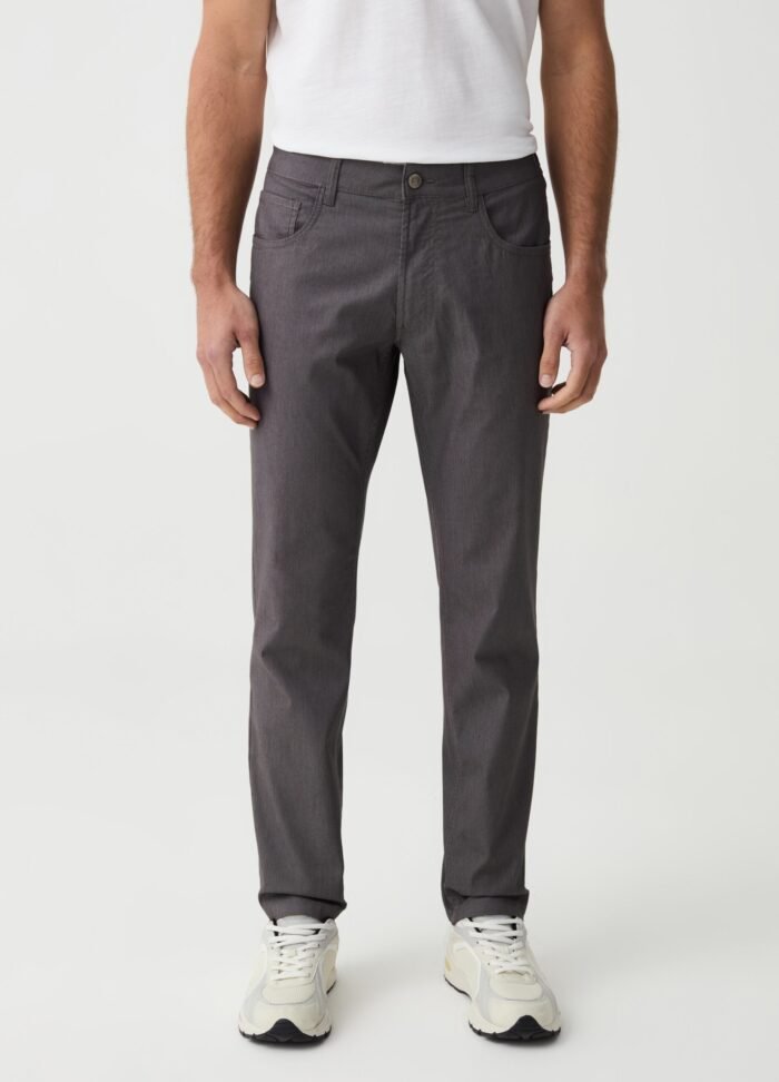 ⁦Men's 5-Pocket Trousers – Grey⁩ - الصورة ⁦2⁩