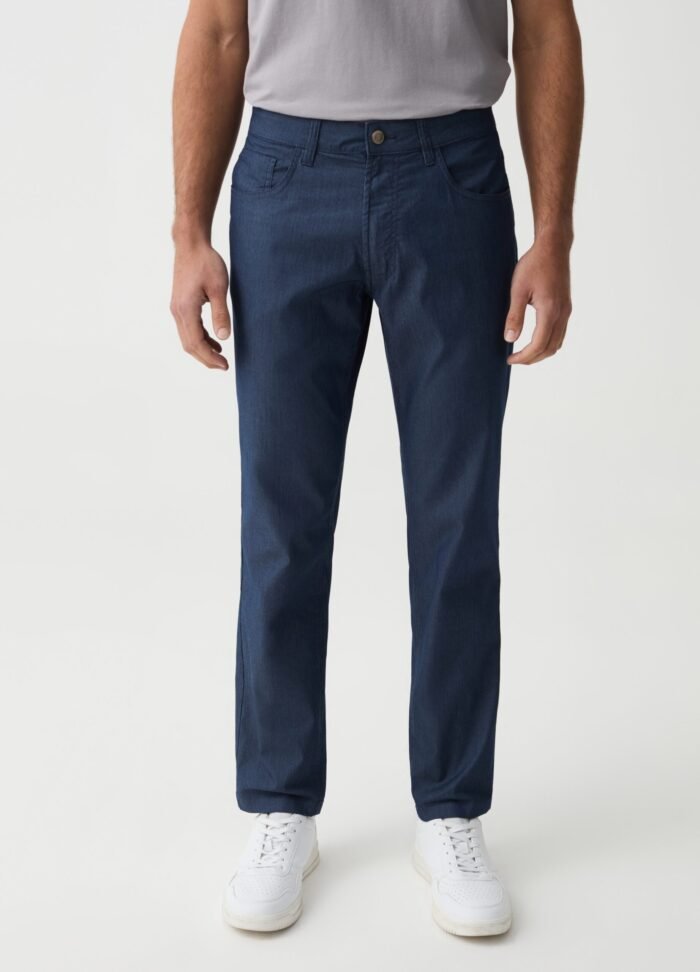 ⁦Men's 5-Pocket Jeans – Dark Denim⁩ - الصورة ⁦2⁩