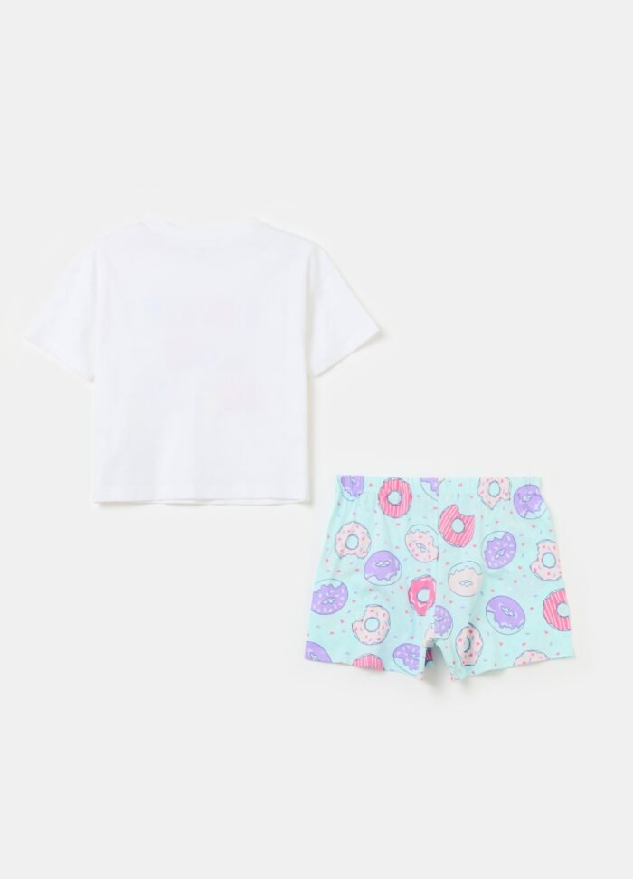 ⁦Girls' Cotton Short Pyjamas – White⁩ - الصورة ⁦2⁩