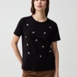 OVS Ts Ss W/Embr Dark Black