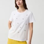 OVS Ts Ss W/Embr Optical Whit