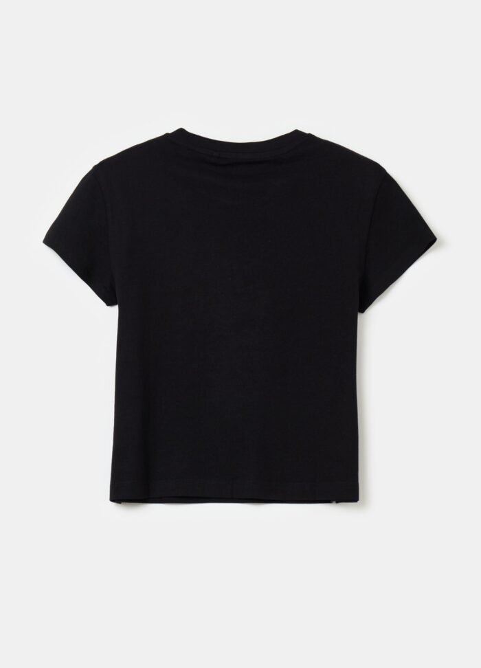 ⁦Girls' High-Neck T-Shirt – Black⁩ - الصورة ⁦2⁩