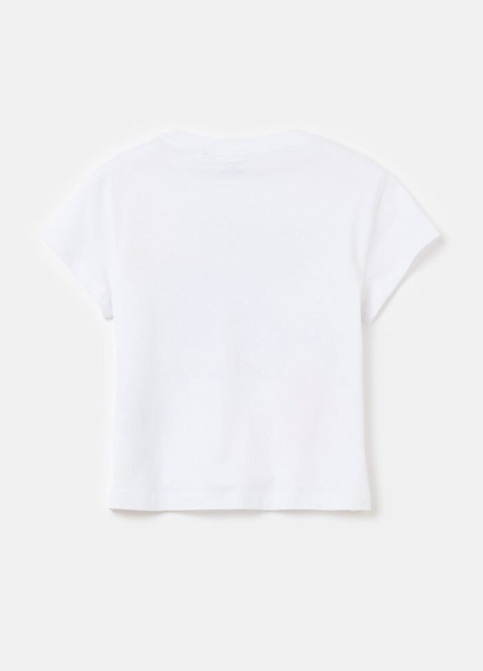 ⁦Girls' High-Neck T-Shirt – White⁩ - الصورة ⁦2⁩