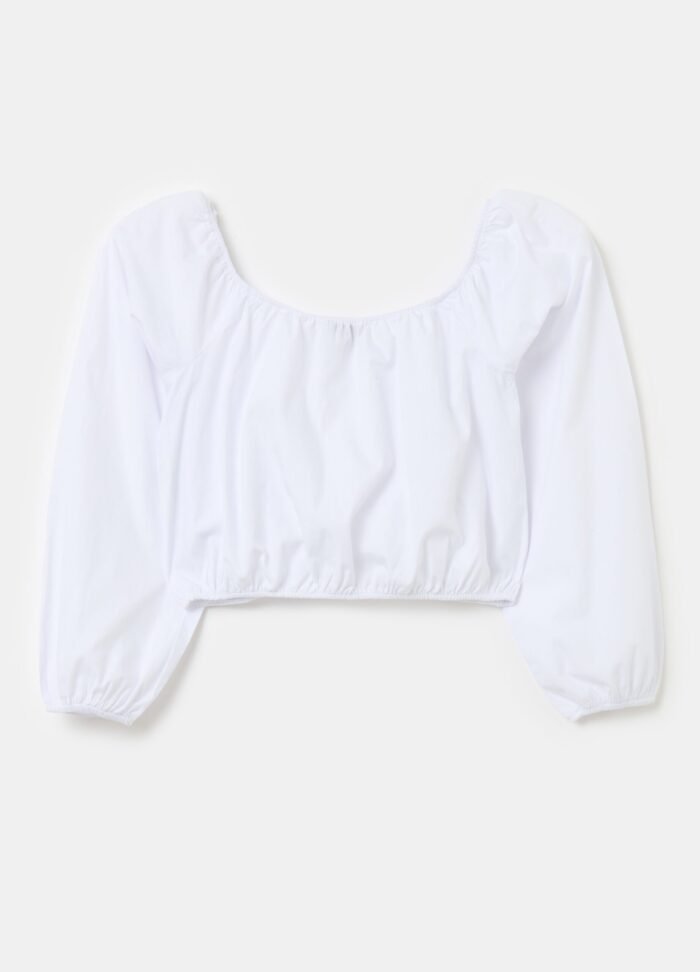 ⁦Girls' Cropped Blouse – White⁩ - الصورة ⁦2⁩