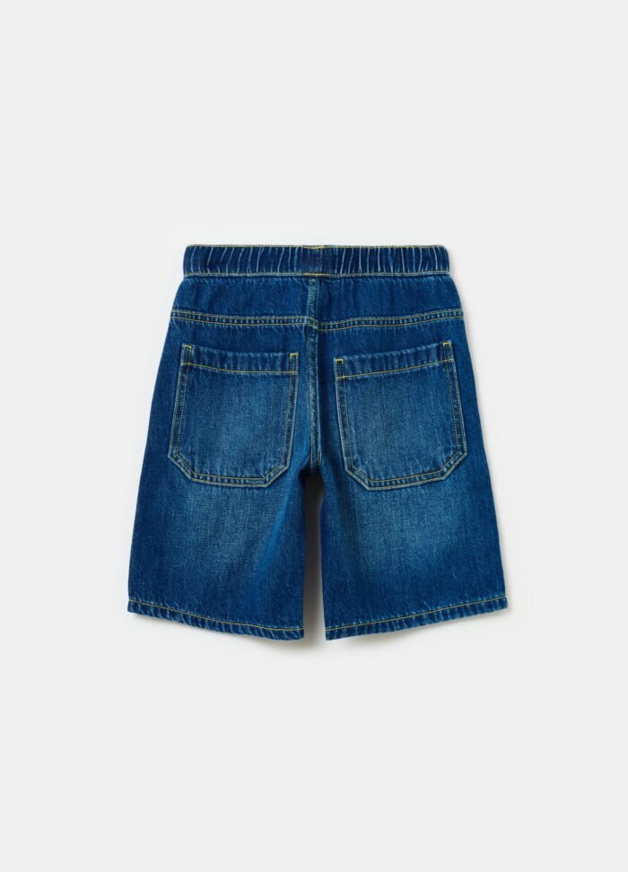 ⁦Boys' Lyocell-Blend Denim Shorts – Medium Blue⁩ - الصورة ⁦2⁩