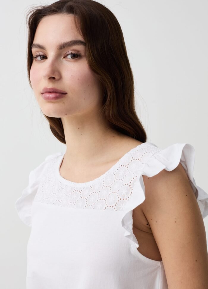 ⁦Women's Cotton T-Shirt – White⁩ - الصورة ⁦2⁩