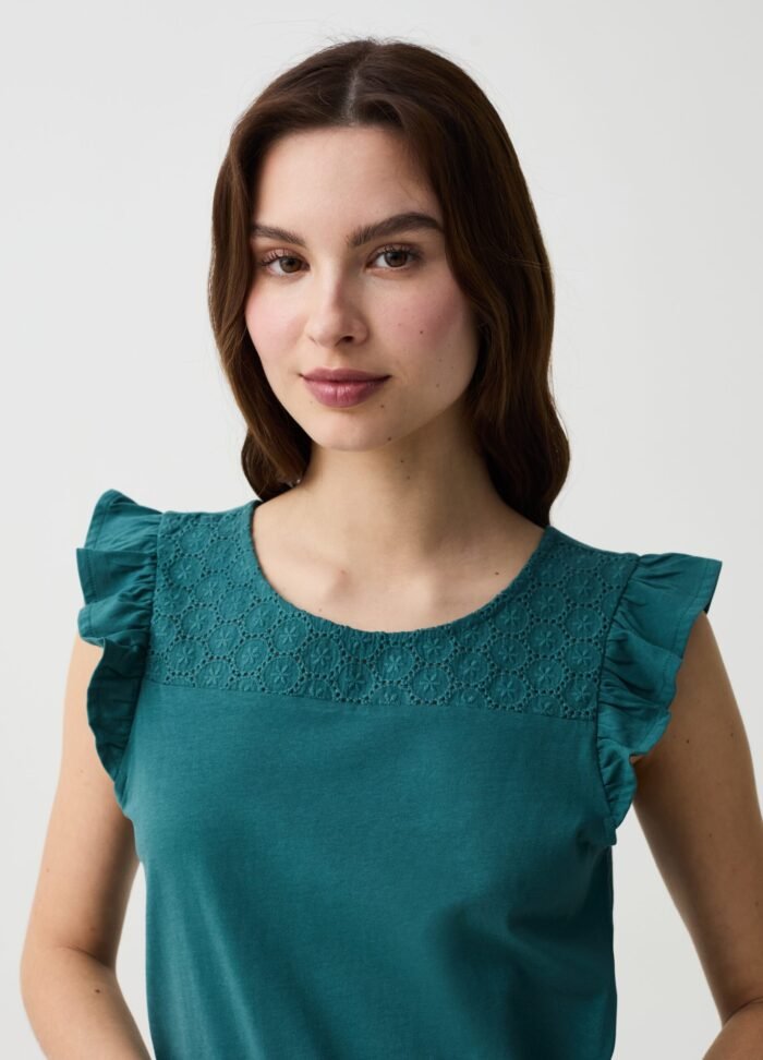 ⁦Women's Cotton T-Shirt – Hunter Green⁩ - الصورة ⁦2⁩