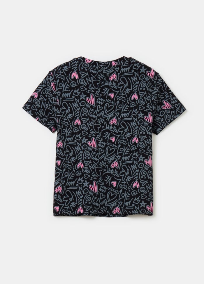 ⁦Girls' Ribbed T-Shirt – Black⁩ - الصورة ⁦2⁩