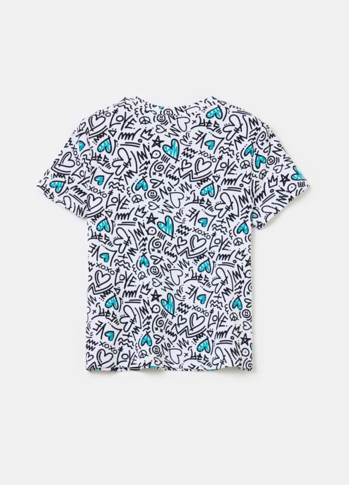 ⁦Girls' Ribbed T-Shirt – White⁩ - الصورة ⁦2⁩