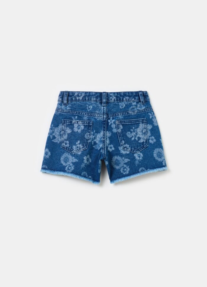 ⁦Girls' Denim Shorts – Medium Blue⁩ - الصورة ⁦2⁩