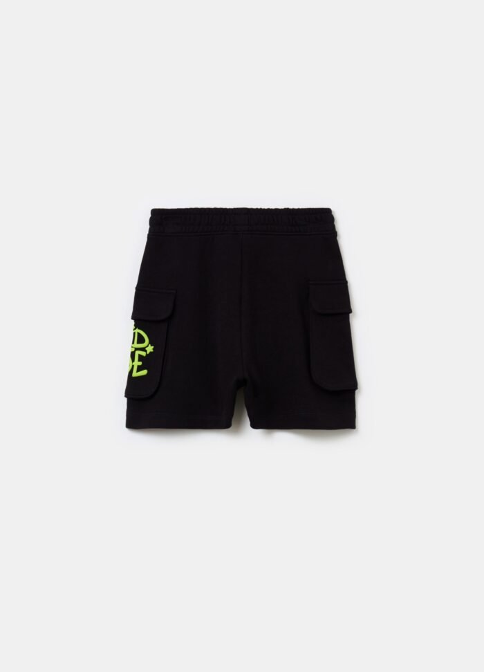 ⁦Girls' Cargo Shorts – Black⁩ - الصورة ⁦2⁩