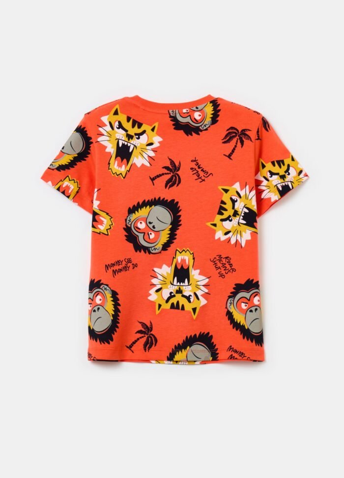 ⁦Boys' Short-Sleeve T-Shirt – Dark Orange⁩ - الصورة ⁦2⁩