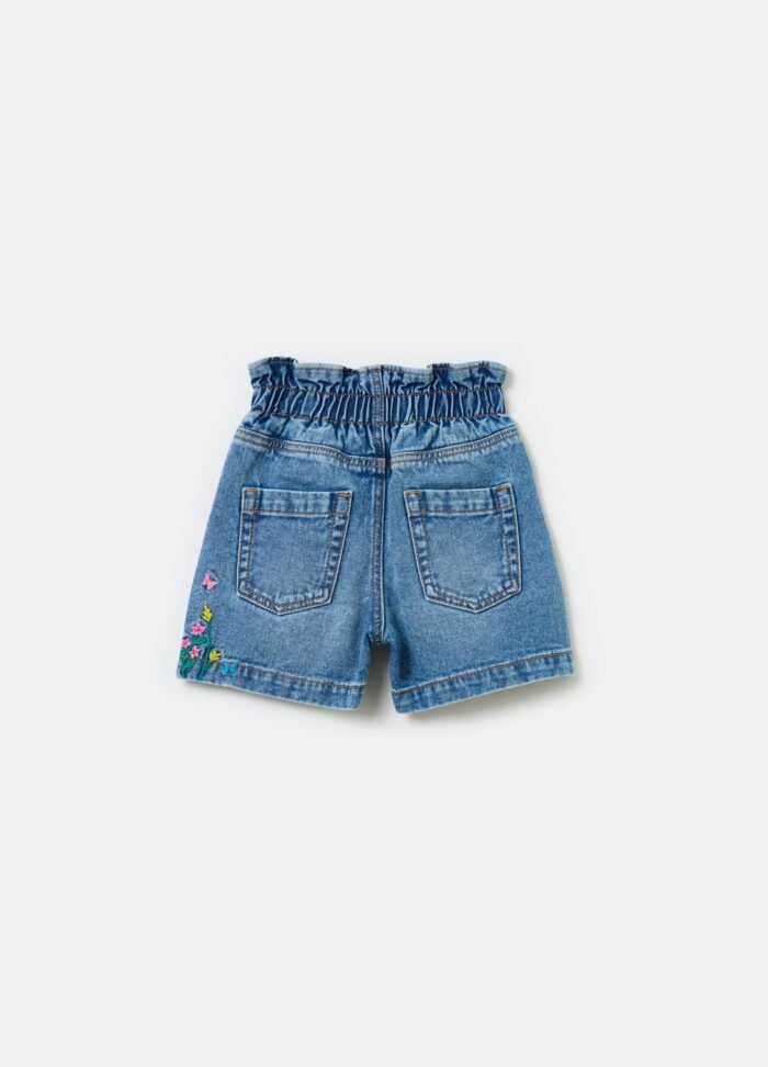 ⁦Girls' Denim Shorts – Medium Blue⁩ - الصورة ⁦2⁩