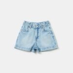 Girls' Paperbag Denim Shorts – Light Blue