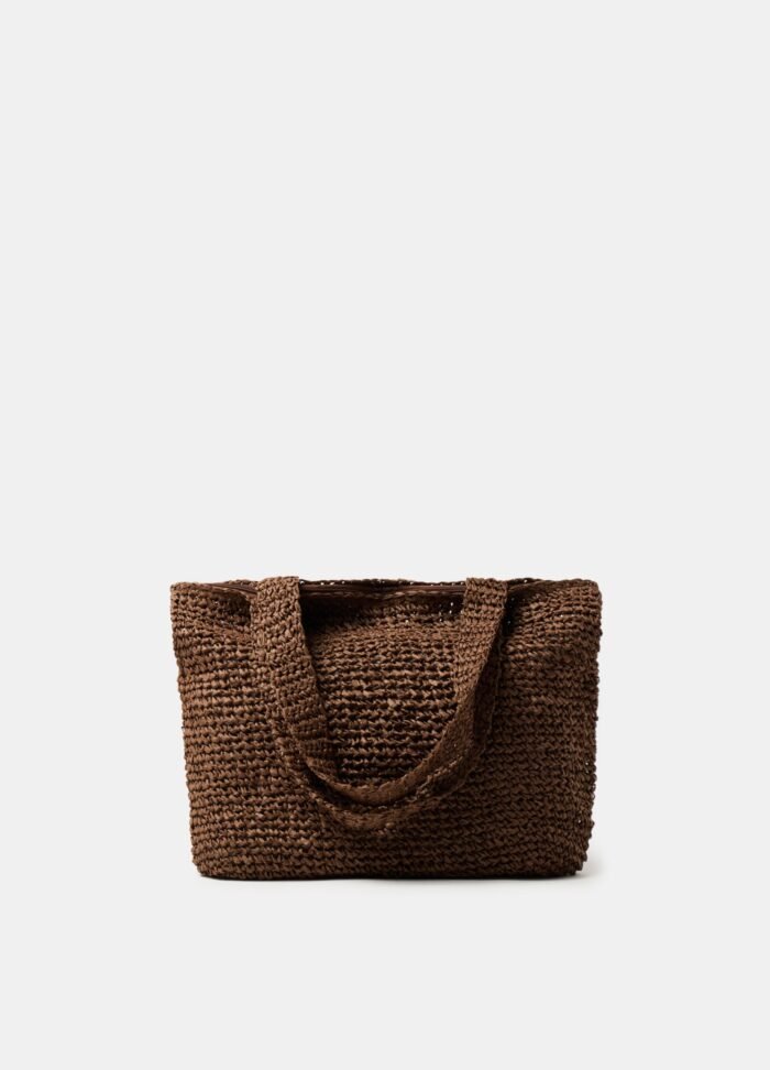 ⁦Women's Woven Shopper Bag – Dark Brown⁩ - الصورة ⁦2⁩